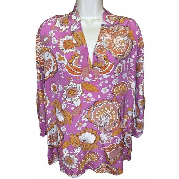 Sigrid Olsen Pink Floral Silk Tunic NWT XS - Picture 1 of 7